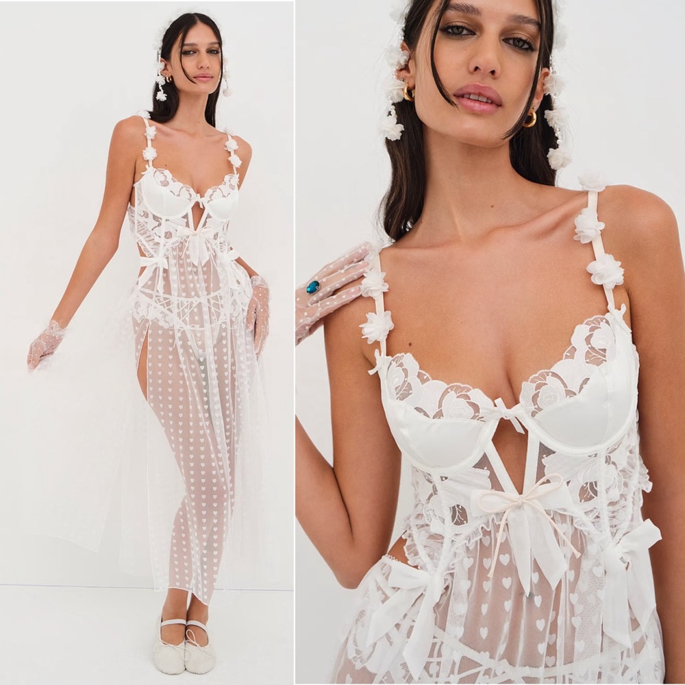 For Love and Lemons Amore Maxi Dress + Thong, XS